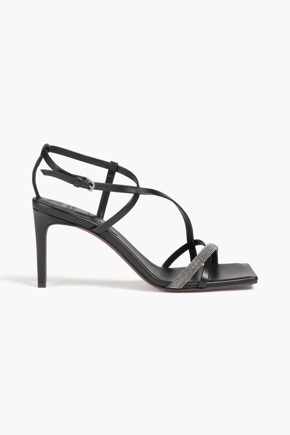 Brunello Cucinelli Bead-embellished Leather Sandals In Black