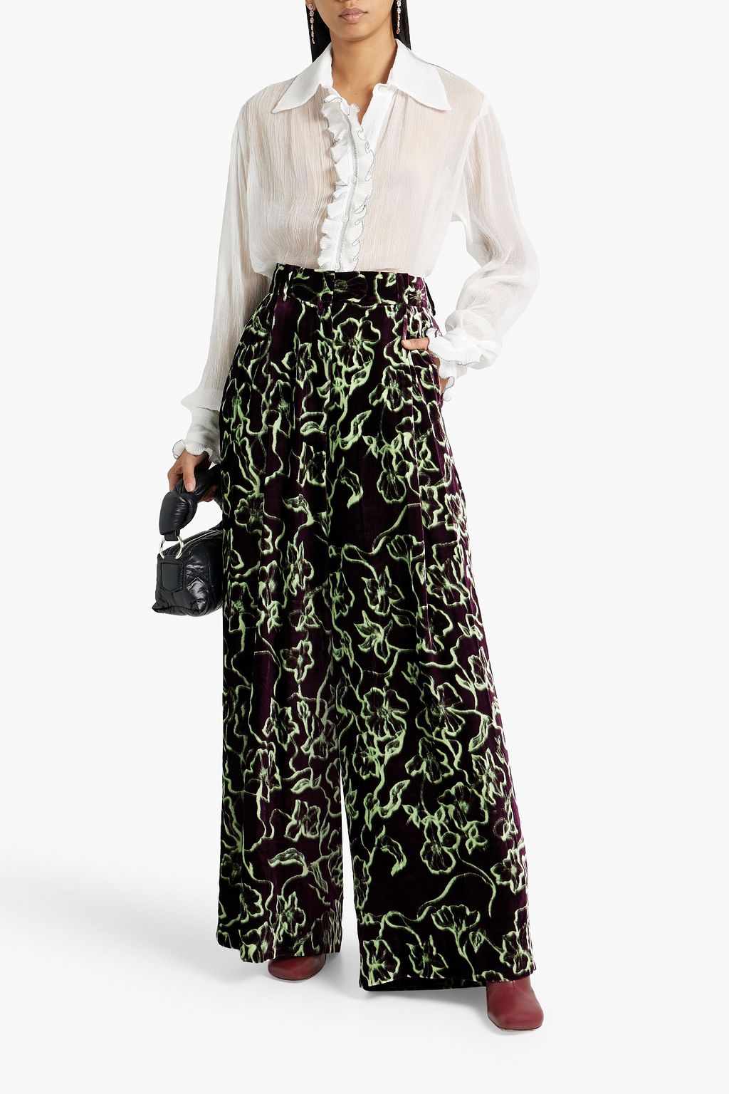 ANNA SUI Ruffled Lyocell-georgette blouse