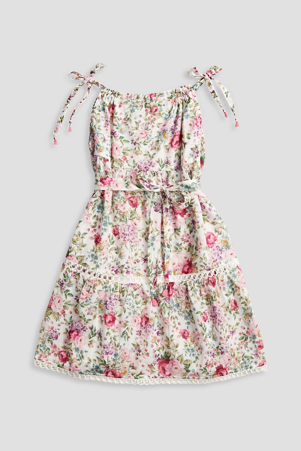 Kids Honour belted floral print cotton dress