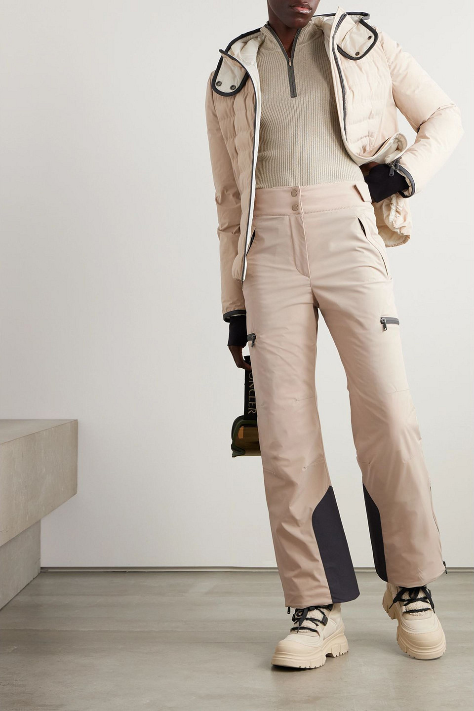 Brunello Cucinelli Padded Cotton-corduroy Flared Ski Pants In Neutral