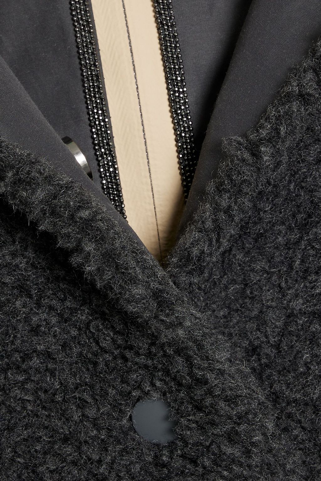 BRUNELLO CUCINELLI Bead-embellished wool-blend fleece hooded jacket