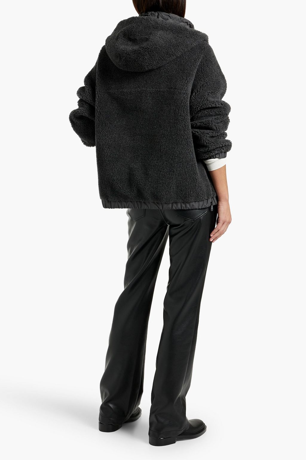 BRUNELLO CUCINELLI Bead-embellished wool-blend fleece hooded jacket