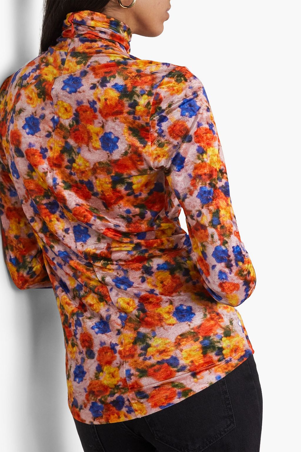 ISABEL MARANT Giloyela printed stretch-velvet turtleneck top