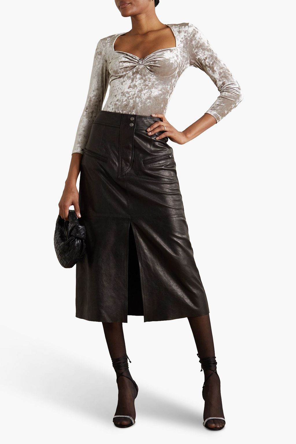 ISABEL MARANT Gubaia knotted stretch crushed-velvet top