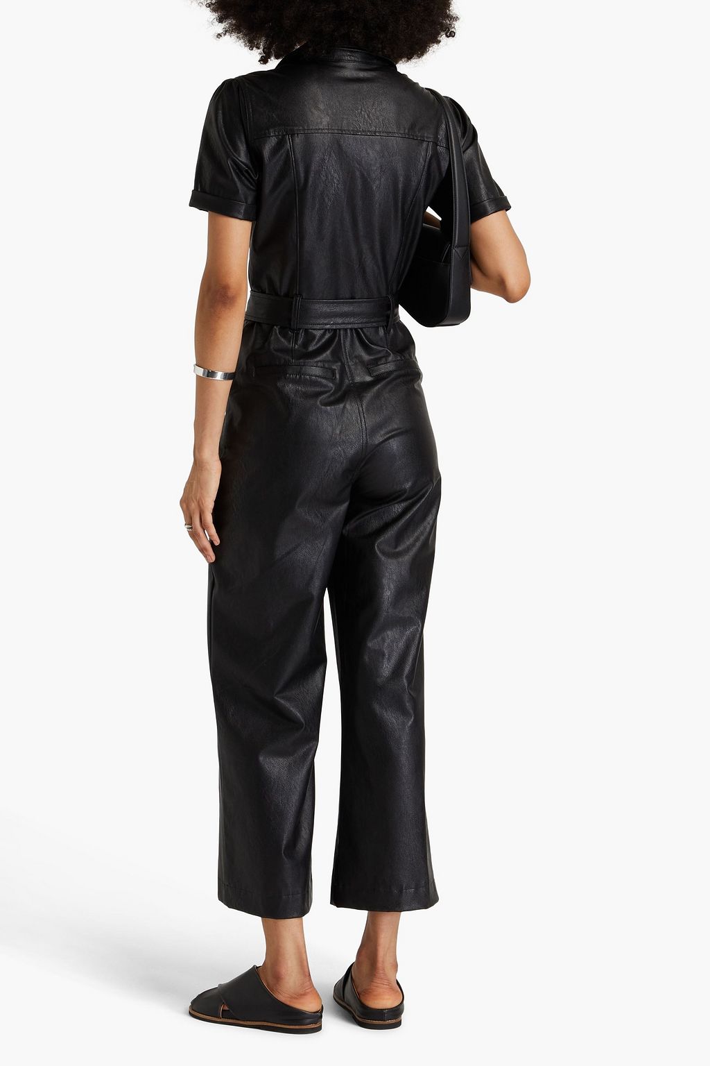 PAIGE Anessa Cropped Jumpsuit aus Kunstleder mit Gürtel