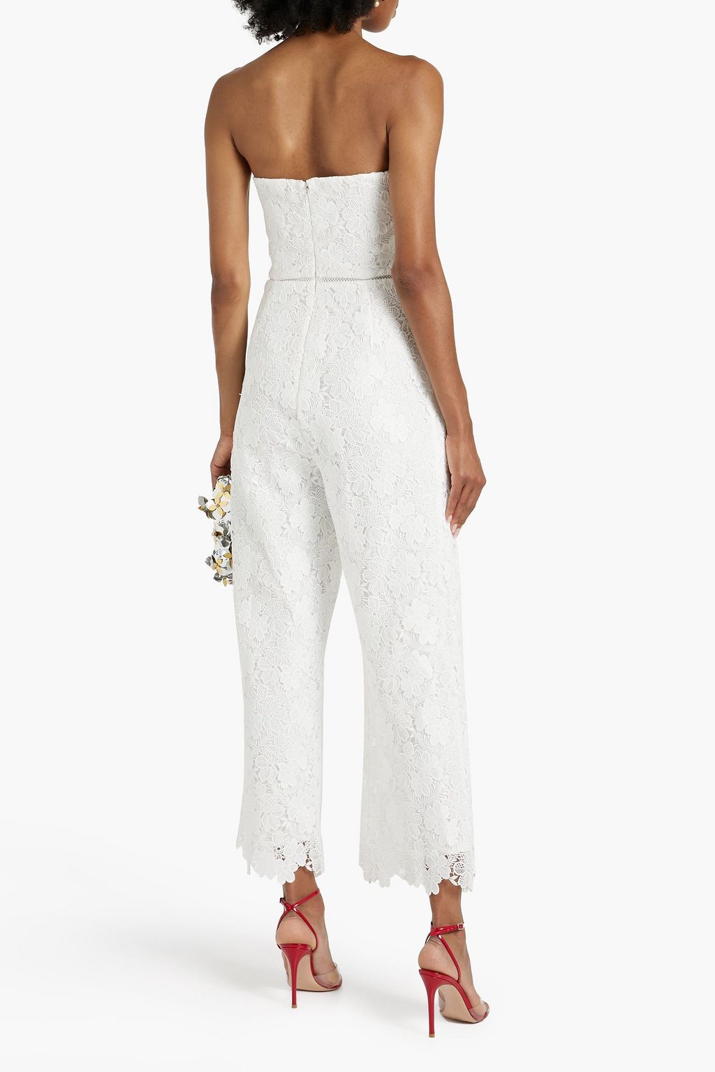 ML MONIQUE LHUILLIER Strapless guipure lace jumpsuit
