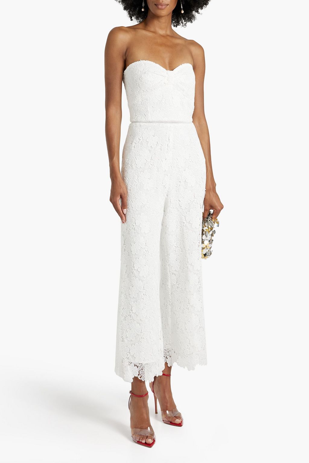 ML MONIQUE LHUILLIER Strapless guipure lace jumpsuit