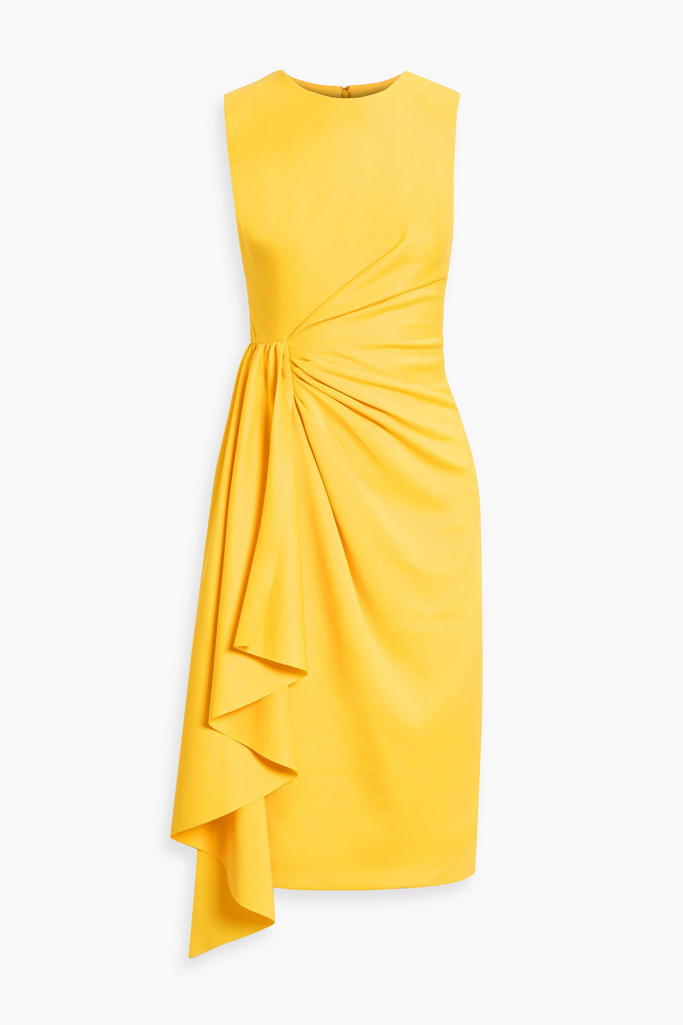 Badgley Mischka Draped Cady Dress In Yellow