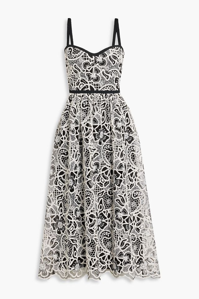Embroidered tulle midi dress