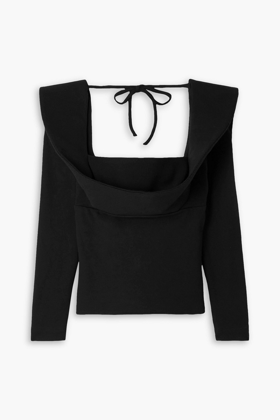 Rosie Assoulin Charlie's Bib Open-back Ribbed Cotton-blend Top In Black