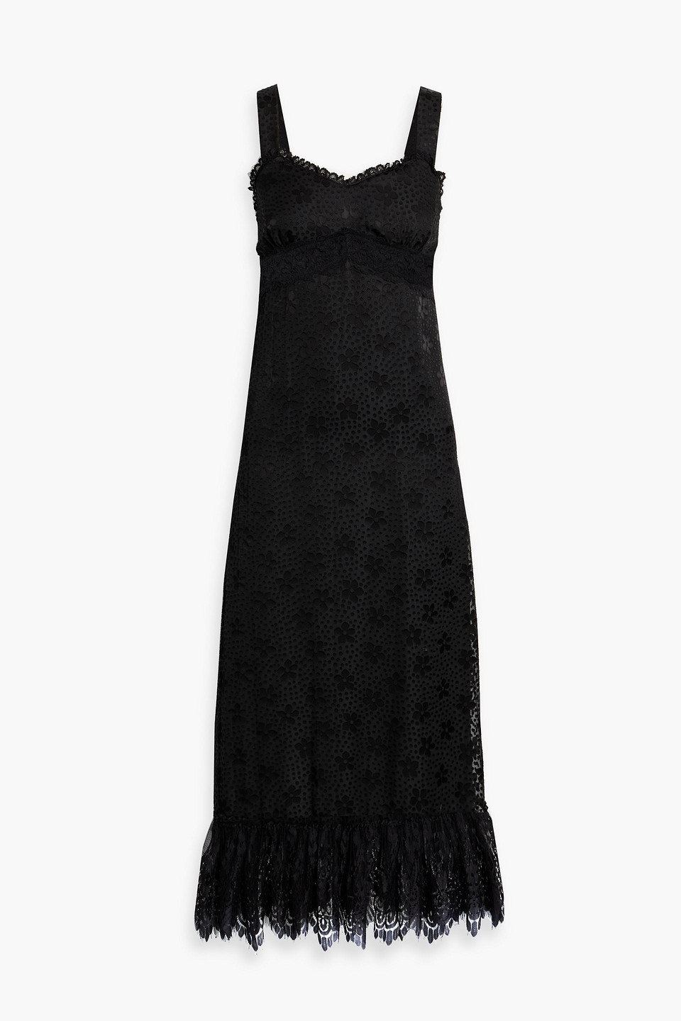 Anna Sui Black Daisy Dot Midi Dress