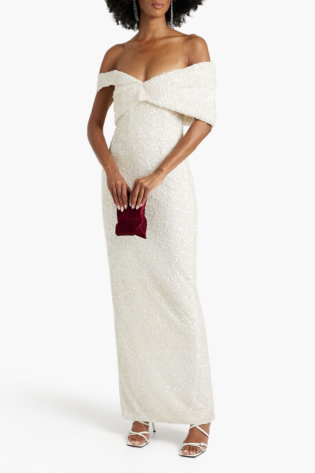 RACHEL GILBERT Mirella off-the-shoulder sequined tulle gown
