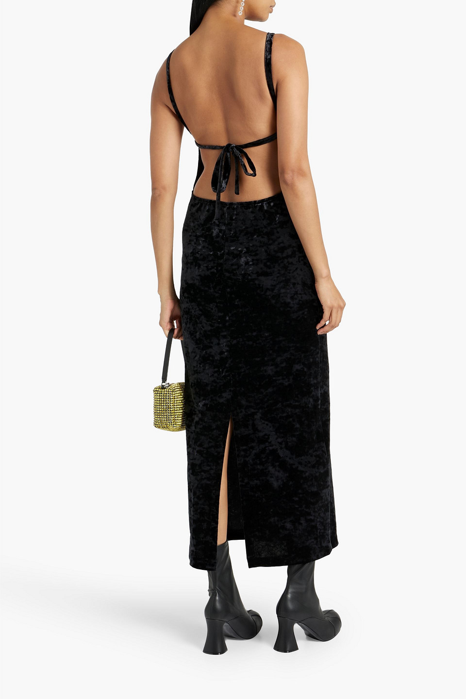 Shop Anna Sui Crushed-velvet Maxi Dress In Black