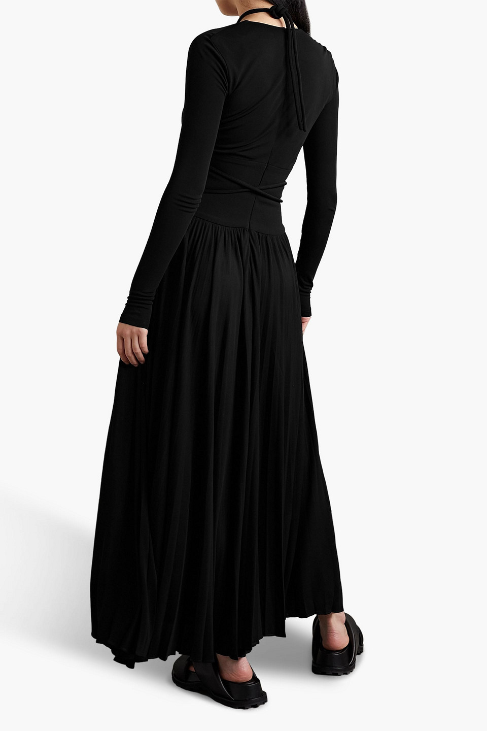 Proenza Schouler Neckholder-maxikleid Aus Plissiertem Jersey Mit Cut-outs In Black