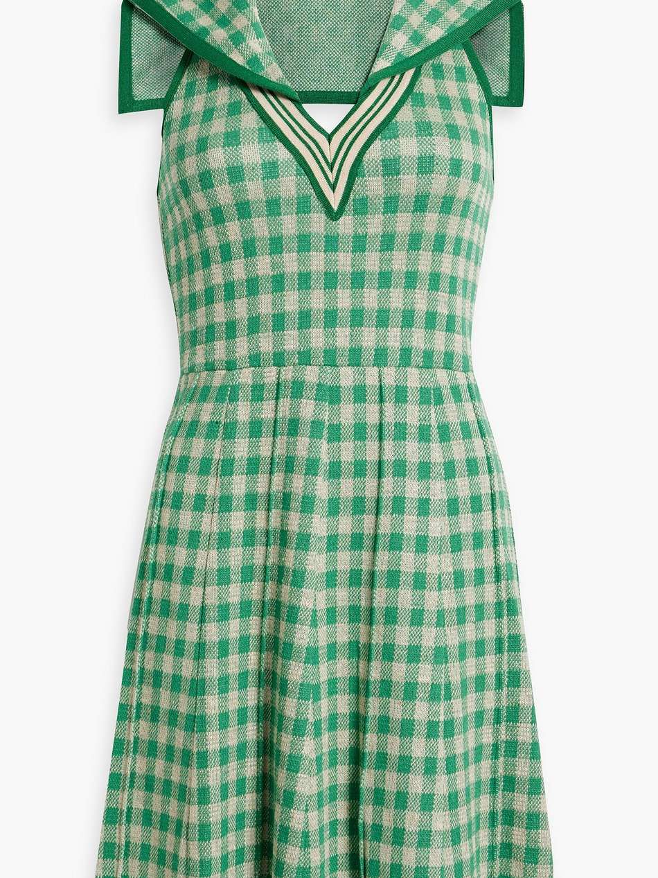gingham jacquard-knit dress