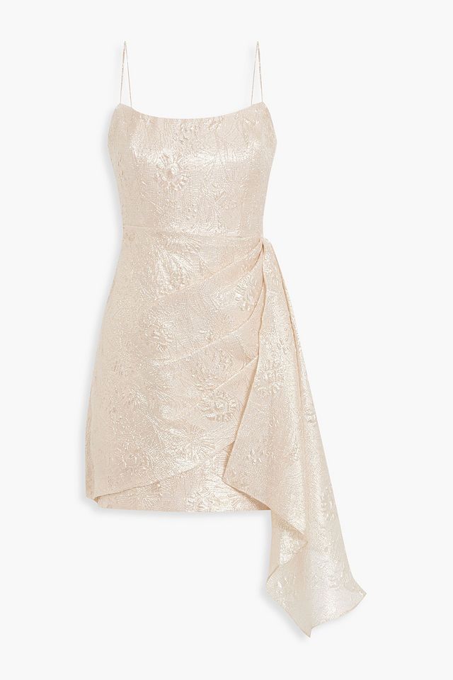 Draped metallic cloqué-jacquard mini dress