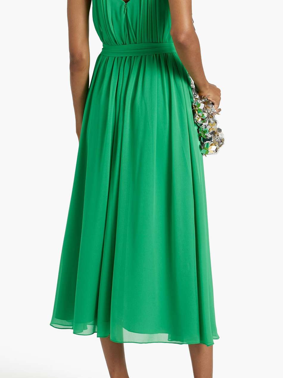 gathered chiffon midi dress