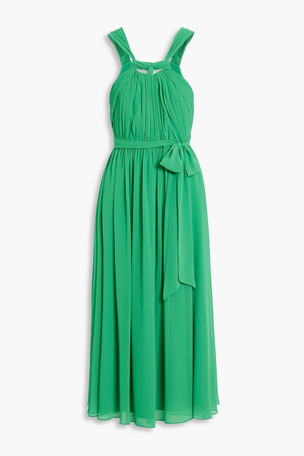 BADGLEY MISCHKA Gathered chiffon midi dress | THE OUTNET