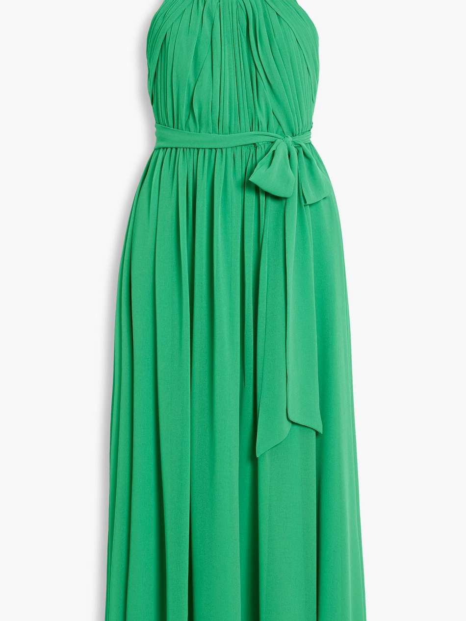 gathered chiffon midi dress