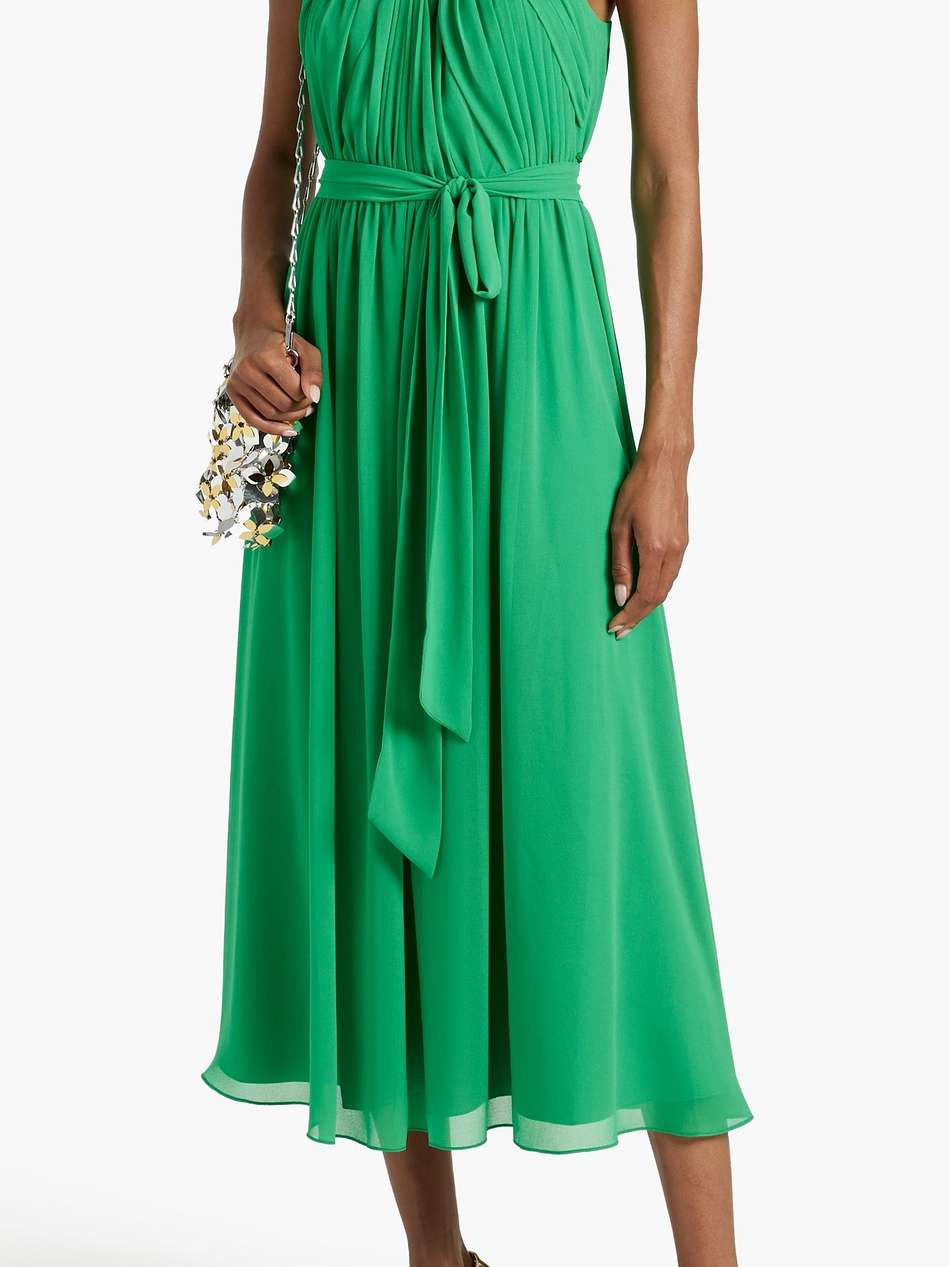 gathered chiffon midi dress