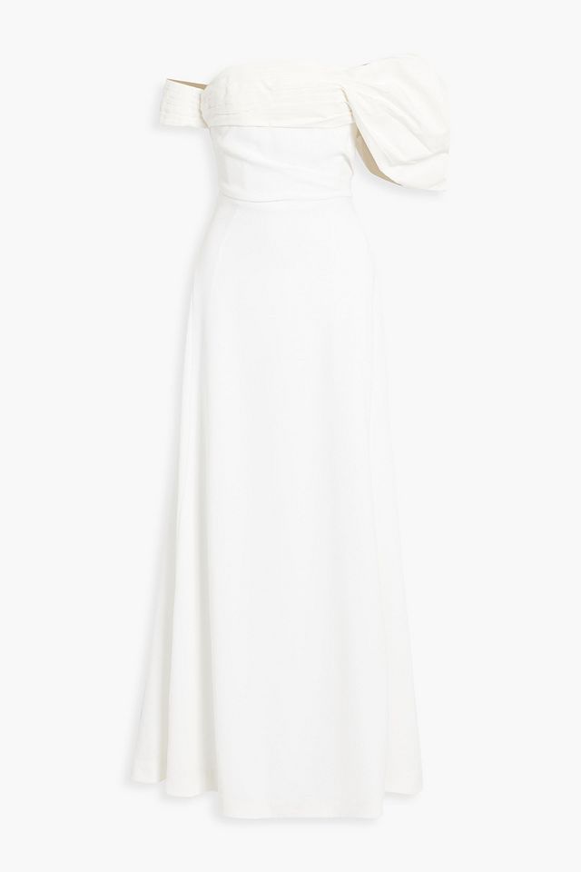 Manuela off-the-shoulder faille-paneled crepe maxi dress
