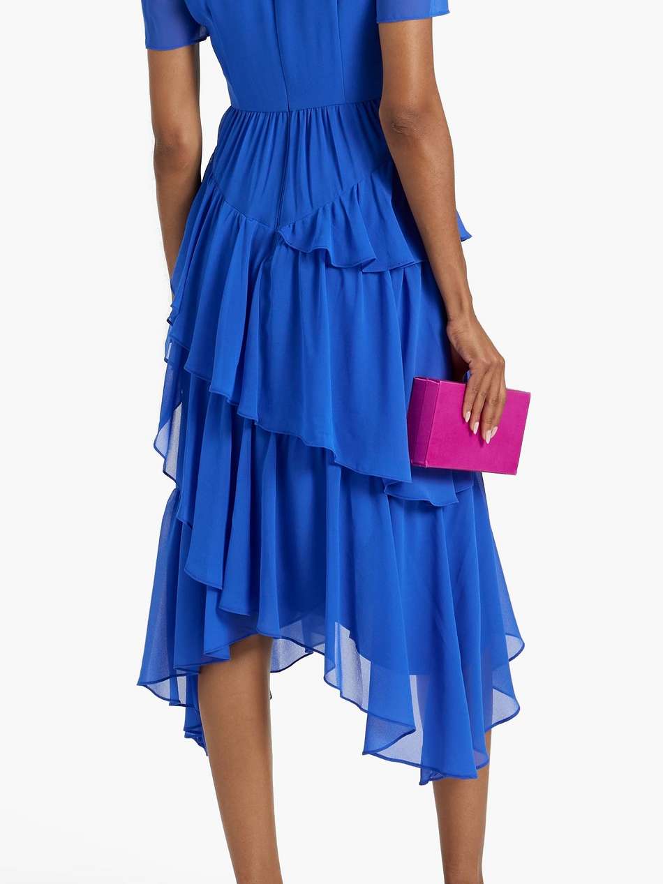asymmetric tiered crepe dress
