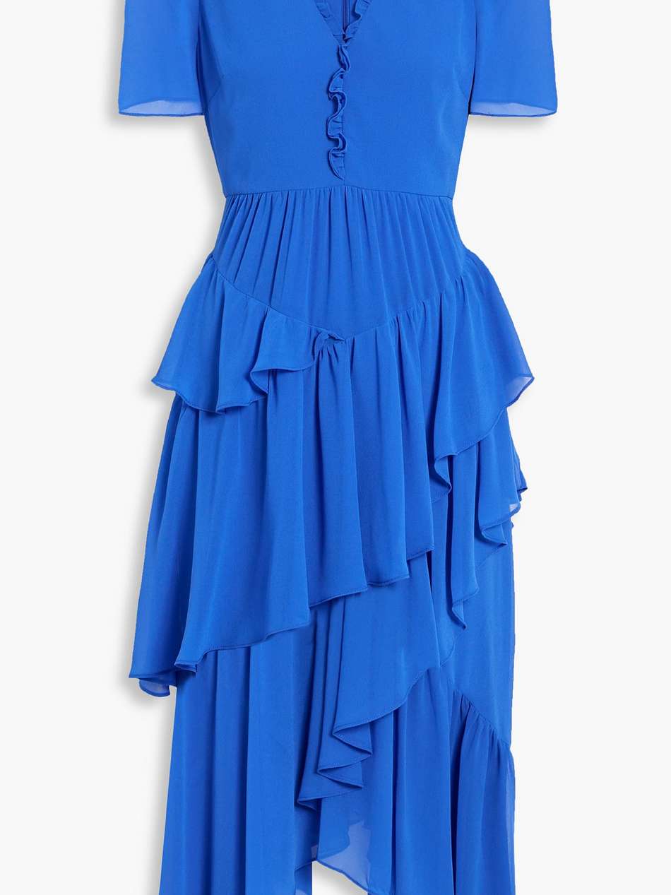 asymmetric tiered crepe dress