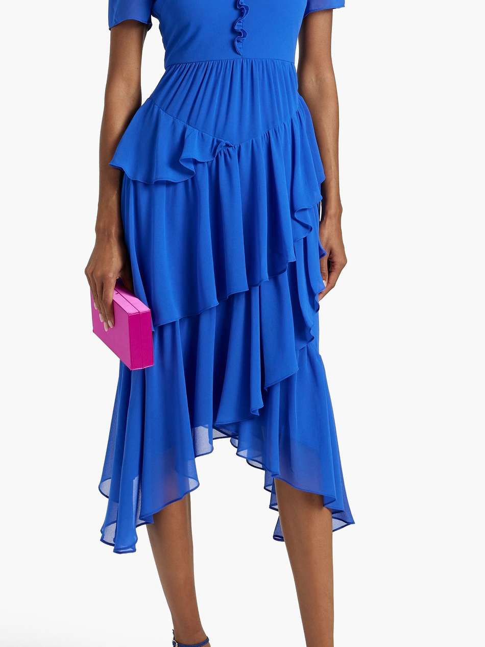 asymmetric tiered crepe dress