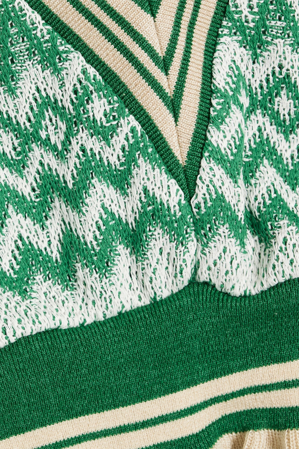 Anna Sui Cropped Jacquard-knit Cotton-blend Vest In Green