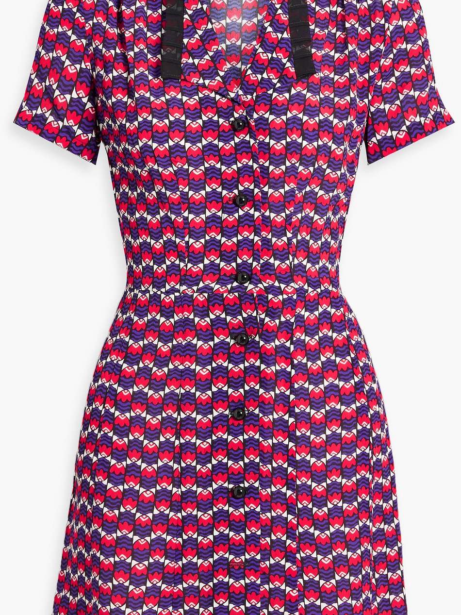 printed crepe mini shirt dress