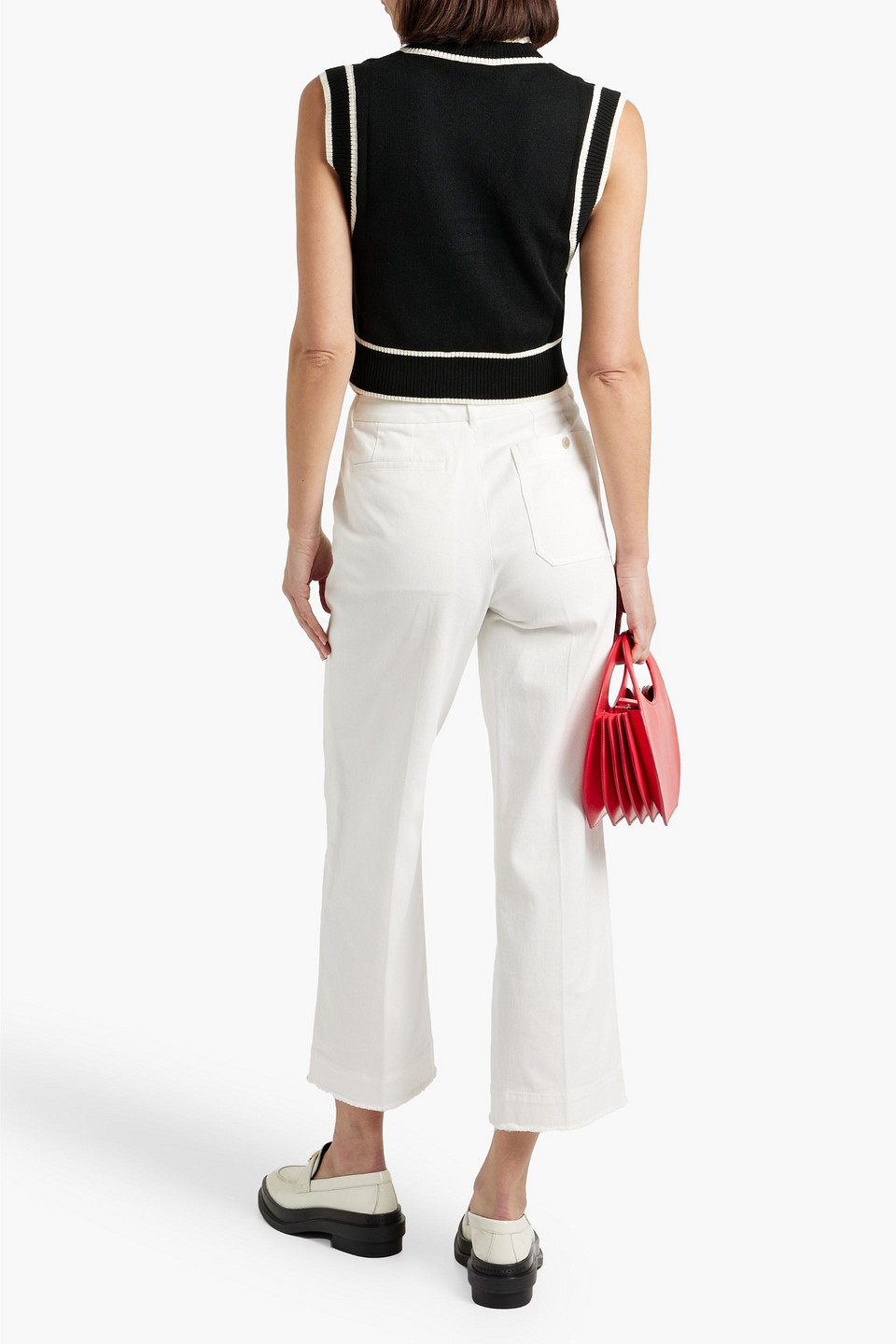 Shop Atm Anthony Thomas Melillo Cropped Cotton-blend Twill Wide-leg Pants In White