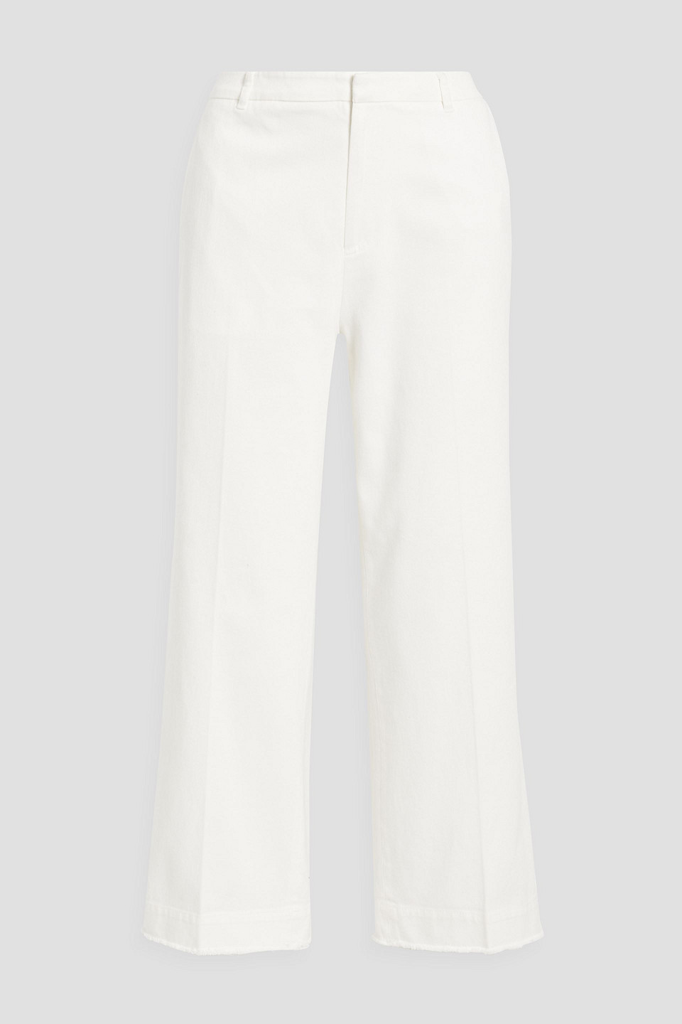 Cropped cotton-blend twill wide-leg pants