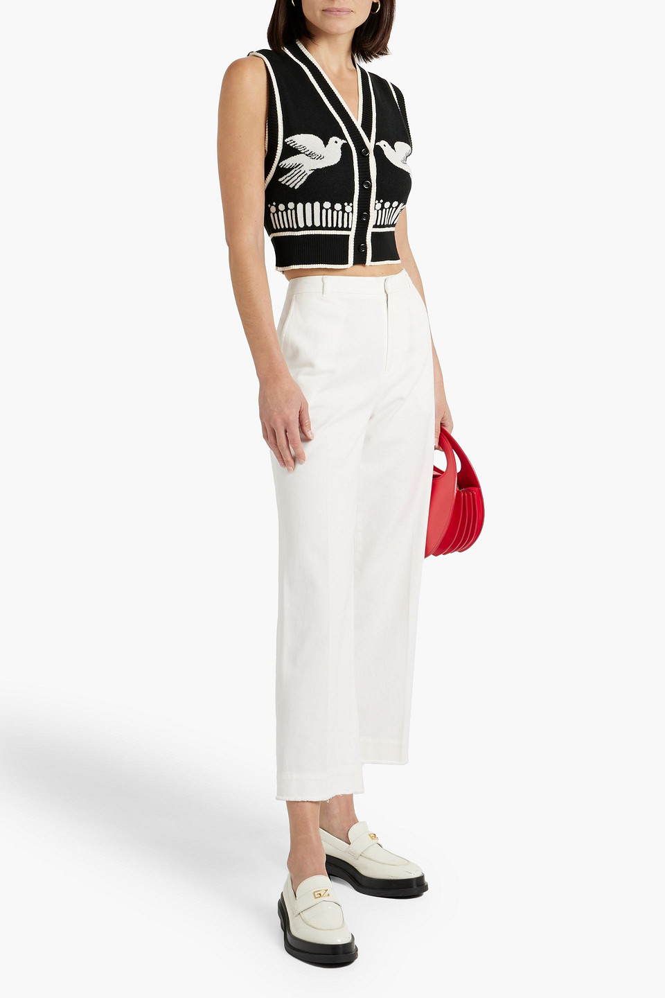 Shop Atm Anthony Thomas Melillo Cropped Cotton-blend Twill Wide-leg Pants In White