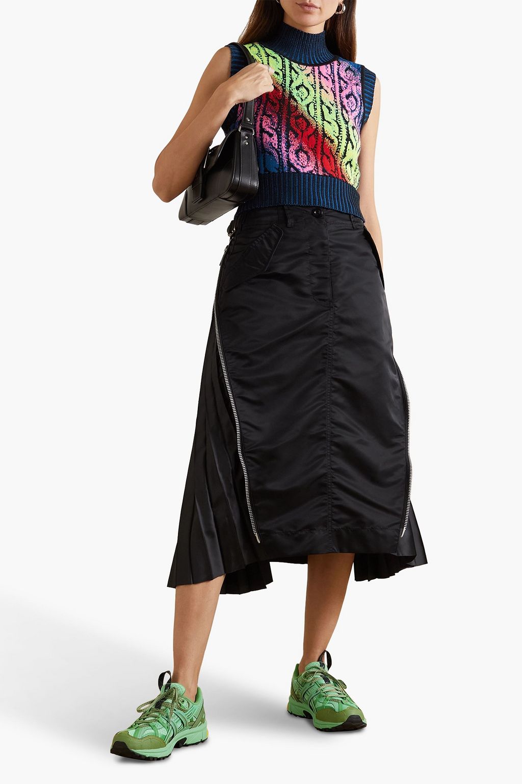 AGR Cropped jacquard-knit merino wool vest