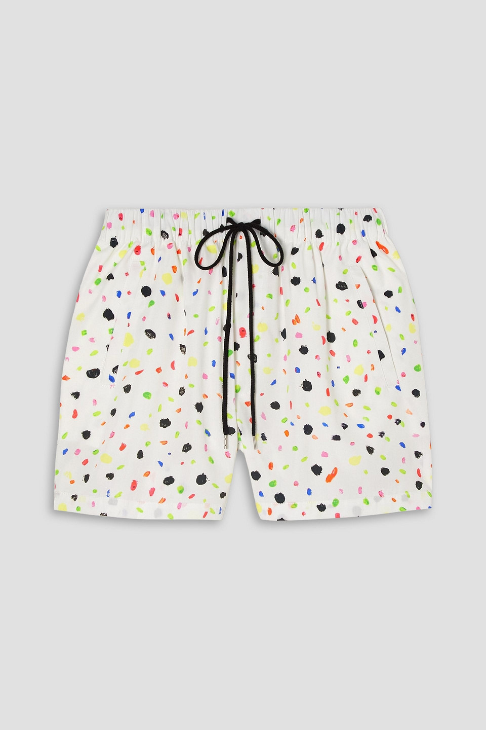 Shop Christopher Kane Printed Cotton-poplin Shorts In White