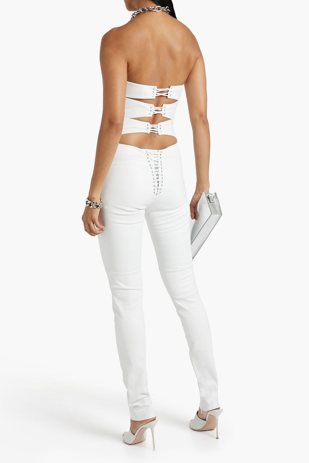 MÔNOT Cutout leather skinny pants