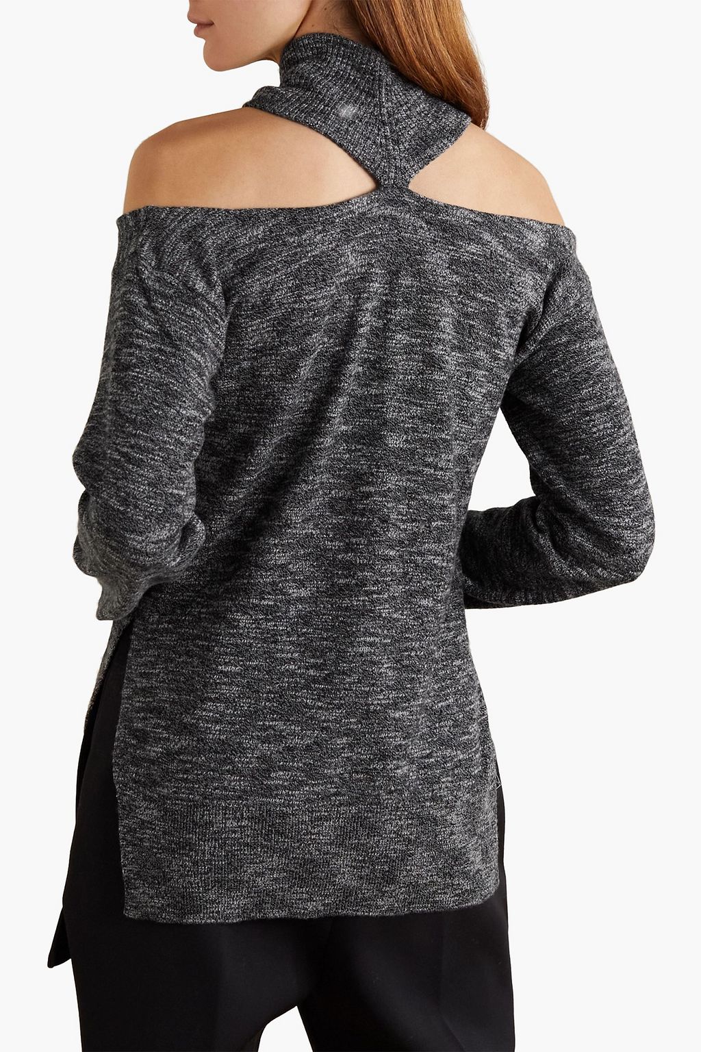 CHRISTOPHER KANE Cold-shoulder wool half-zip sweater