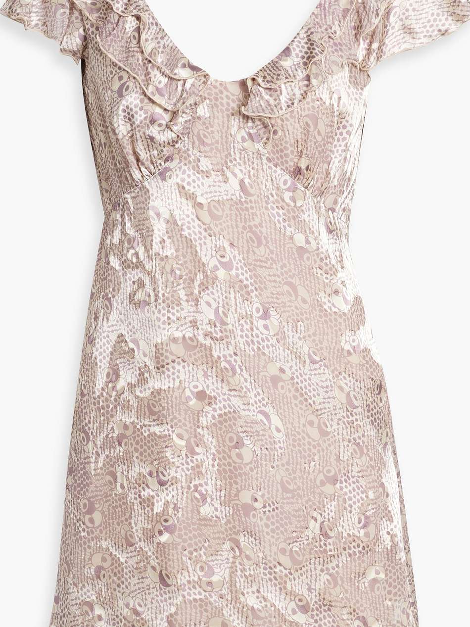 ruffle-trimmed printed fil coupé mini dress