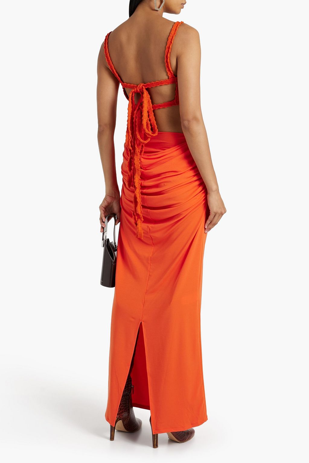 PARIS GEORGIA Draped ribbed stretch-TENCEL™ jersey maxi skirt