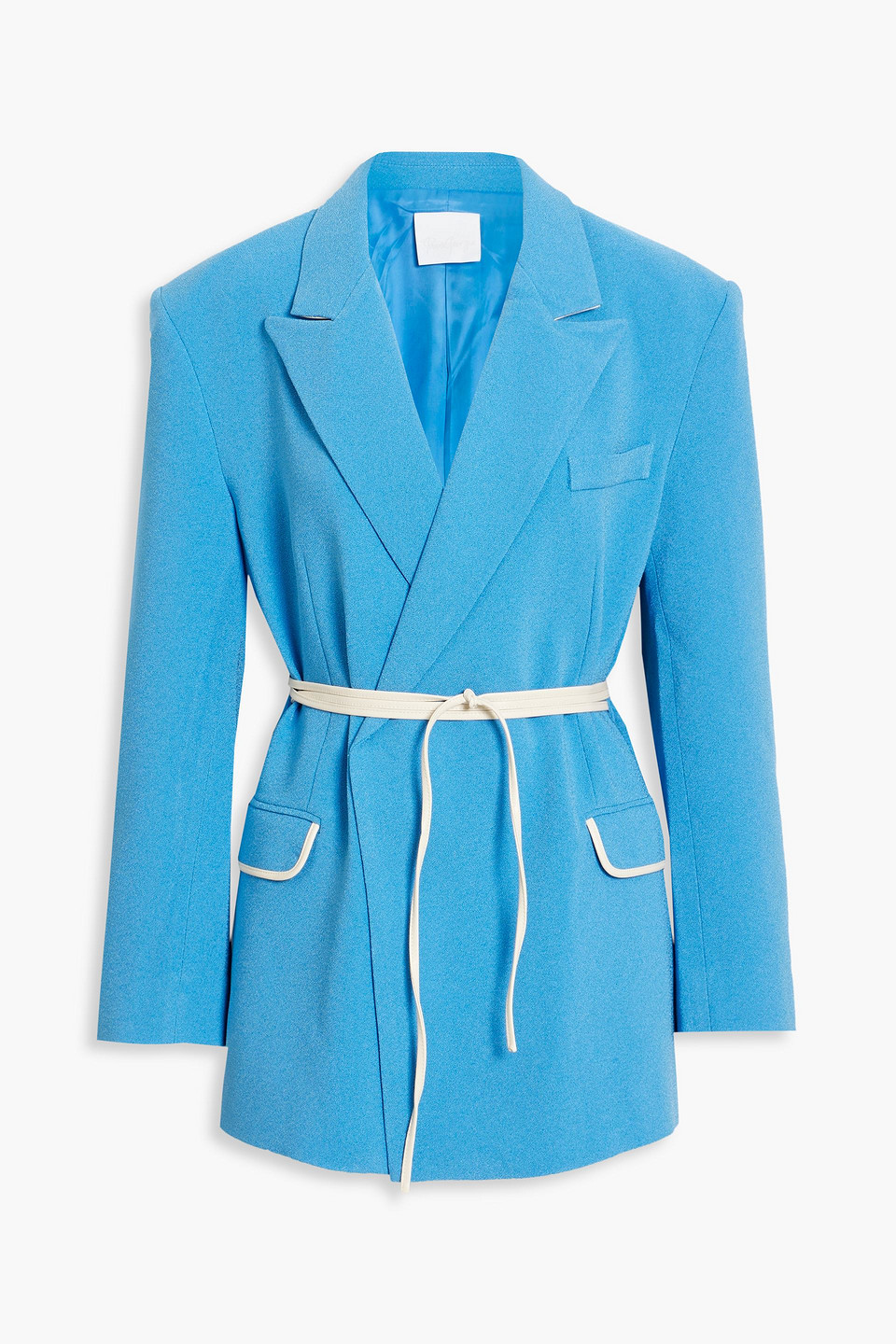 Paris Georgia Max Leather-trimmed Crepe Blazer In Azure