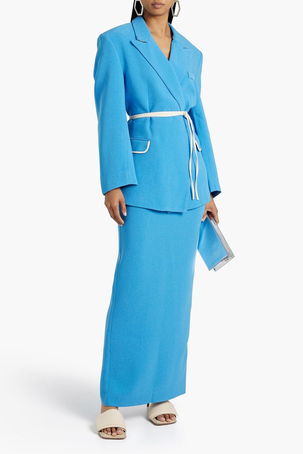 PARIS GEORGIA Max leather-trimmed crepe blazer