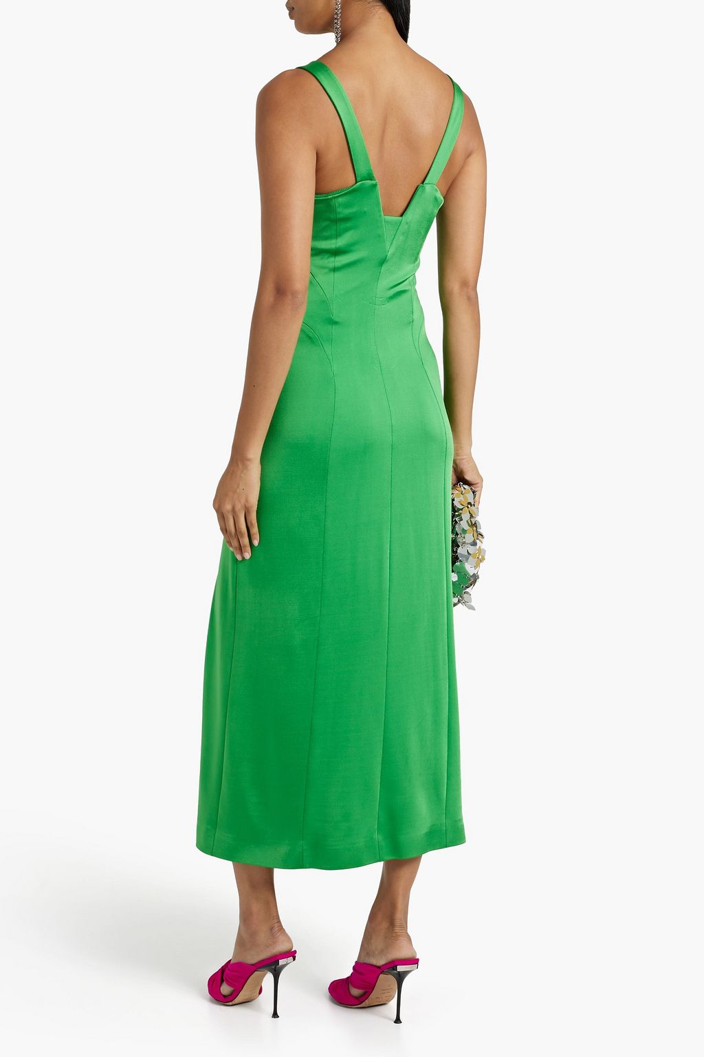 GALVAN  LONDON Satin-jersey midi dress