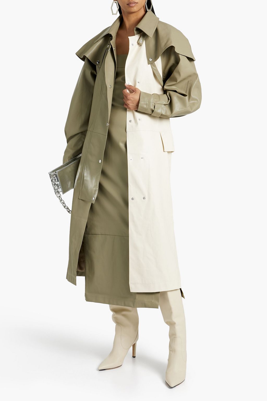 PARIS GEORGIA Emma two-tone faux leather trench coat