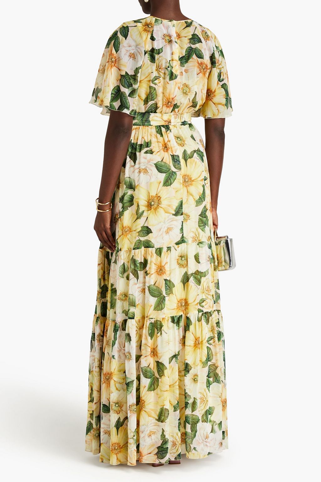 DOLCE&GABBANA Pleated floral-print silk-georgette maxi dress