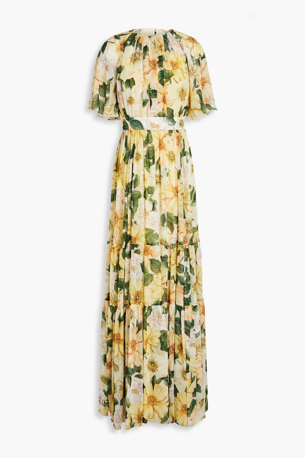 DOLCE & GABBANA Pleated floral-print silk-georgette maxi dress | THE OUTNET