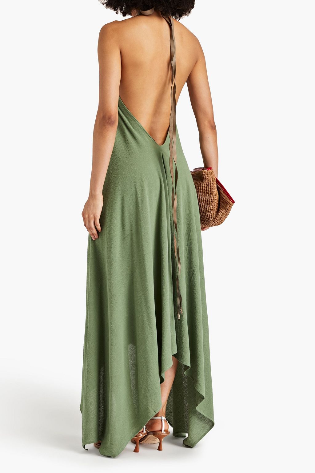 CARAVANA Abalkan asymmetric cotton-gauze halterneck dress
