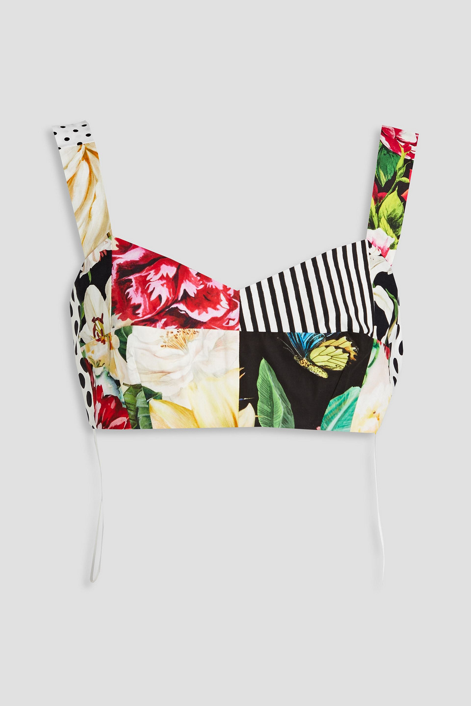 Dolce&Gabbana - Patchwork-effect cotton bra top - White - IT 44