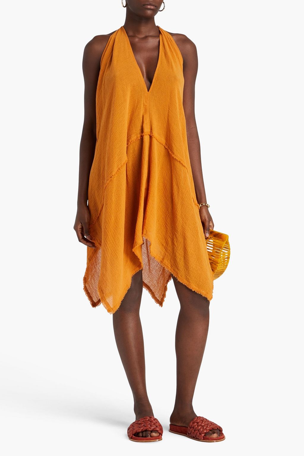 CARAVANA Alchick cotton-gauze halterneck dress