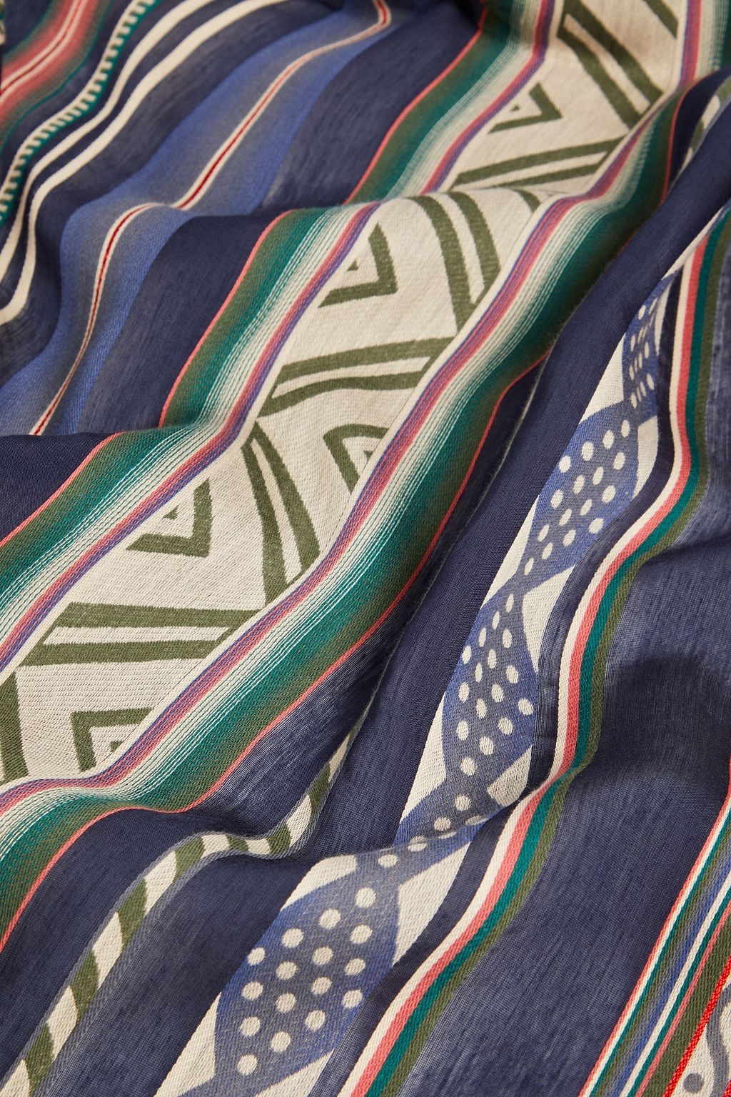 PAUL SMITH Frayed printed cotton-blend jacquard scarf