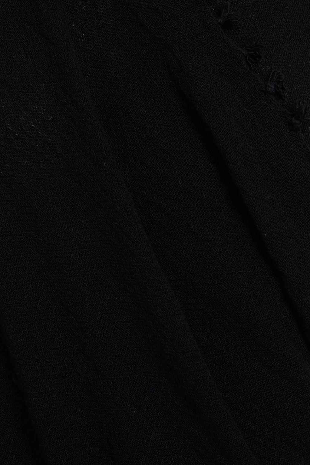 CARAVANA Leather-trimmed tasseled cotton-gauze pareo